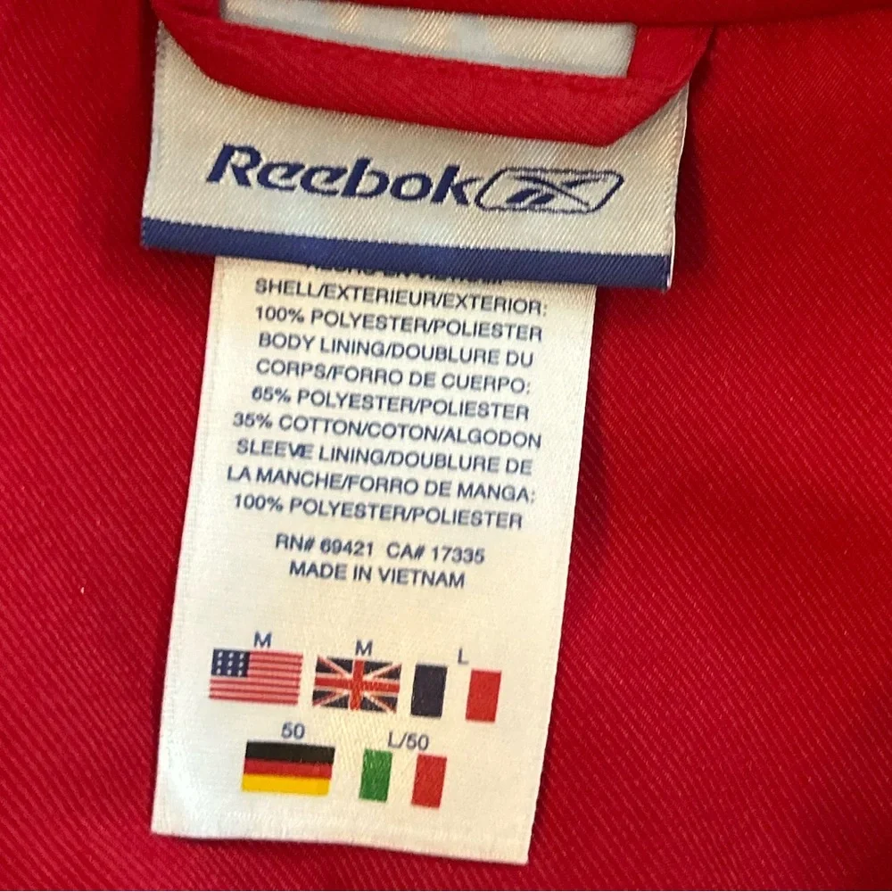 Reebok Y2K Red Full Zip Track Jacket Windbreaker Size M